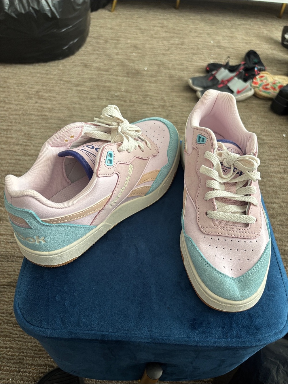 Reebok Kids Pink and Light Blue Low-Top Sneakers